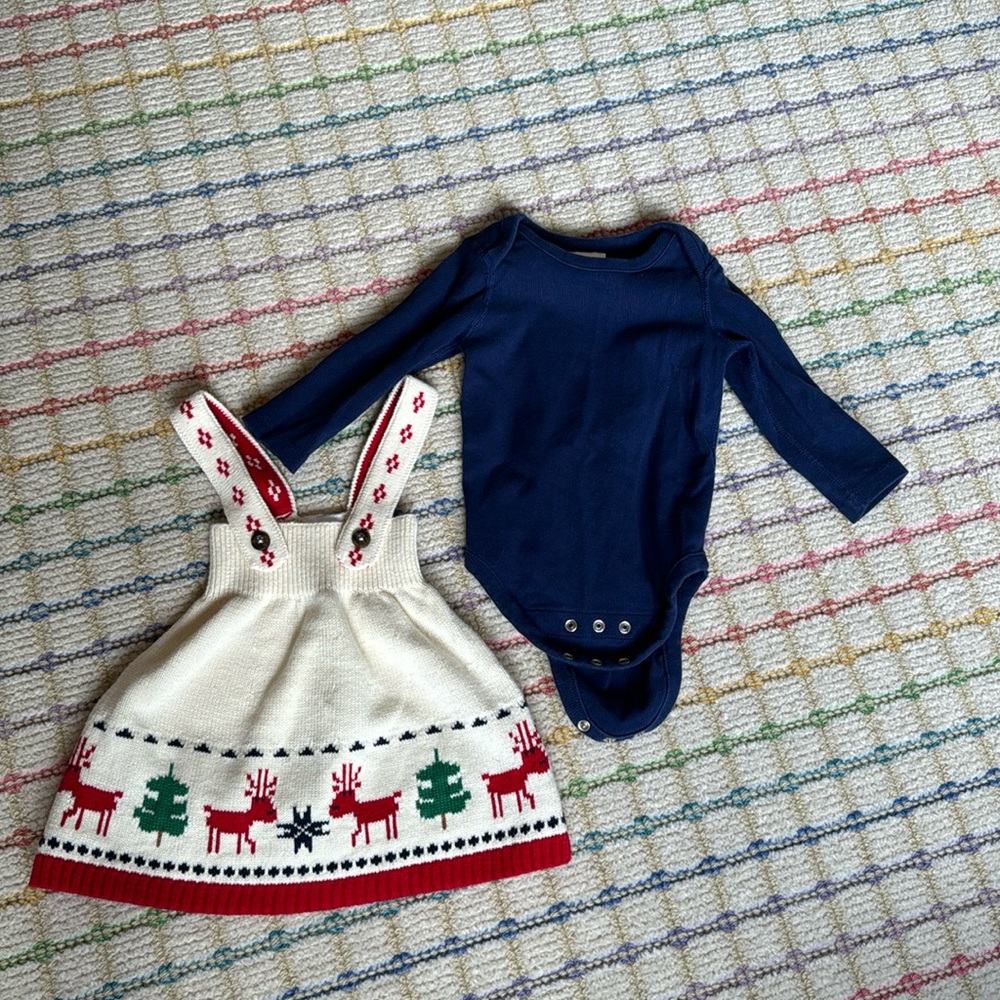 Hanna Anderson Deer Deer Holiday sweater dress outfit